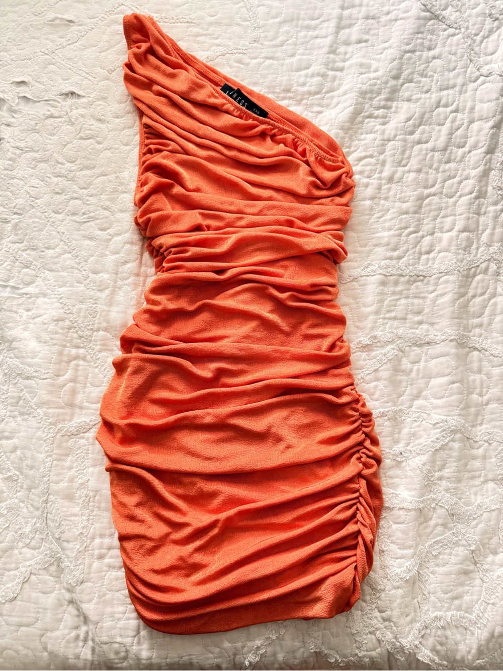 Lioness One-Shoulder Ruched Orange Mini Dress
